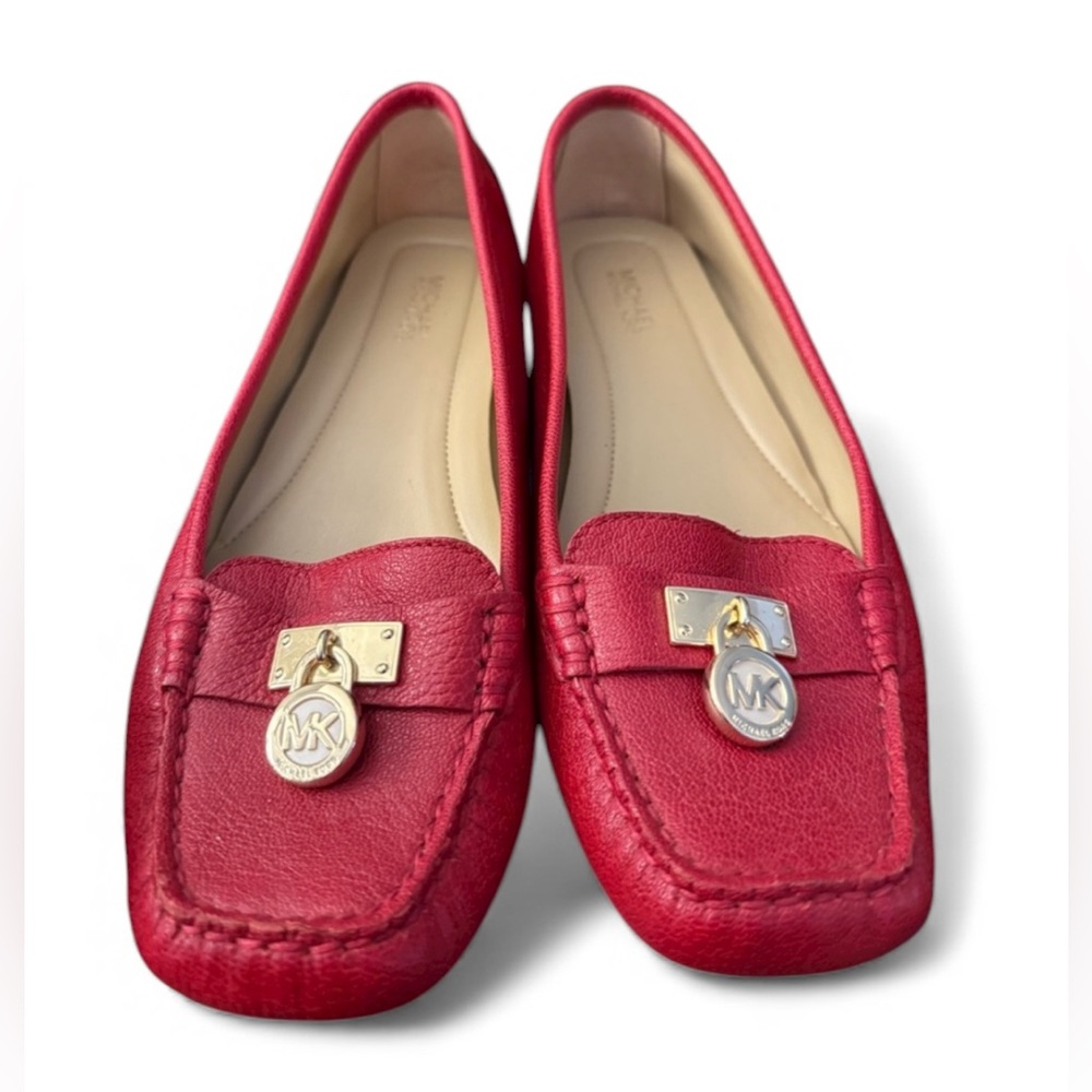 New Michael Kors Hamilton Moc Casual Flats GOLD LOGO AND ACCENT